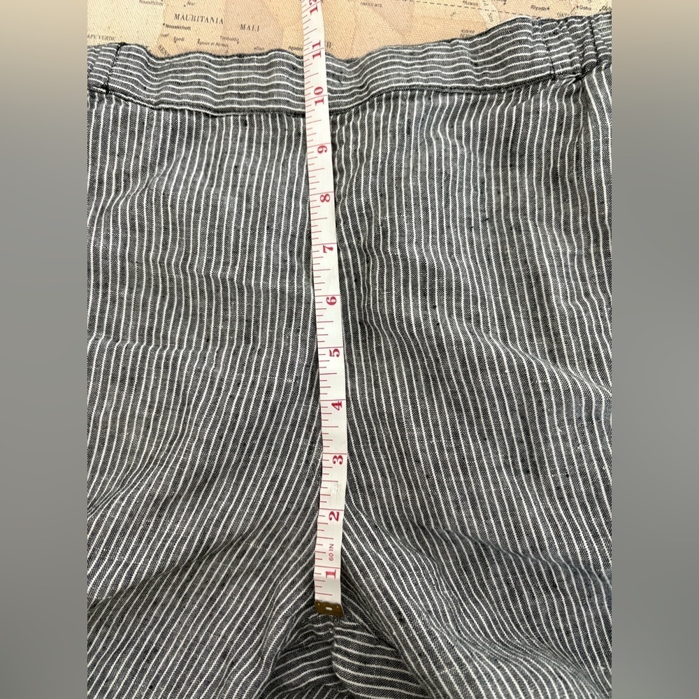 Coldwater Creek Striped Linen Wide-Leg Crops Size PM Black /Cream - Picture 6 of 12